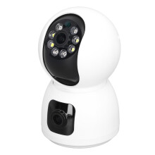 Dual Lens Indoor 1080P Security Camera with Color Night Vision, Motion Tracking, 2-Way Audio, Compatible with Tuya APP