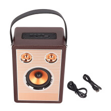 Retro Wooden Design, Long Lasting Playback, Stereo Sound, Portable Mini Retro Design, Powerful Sound Quality for Home Office (6in)