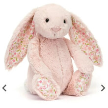 (Pink) NEW 30cm Easter Purple Rabbit Pink Strawberry Flower Ears Rabbit Grey Plush Doll Easter Gift Party Gift