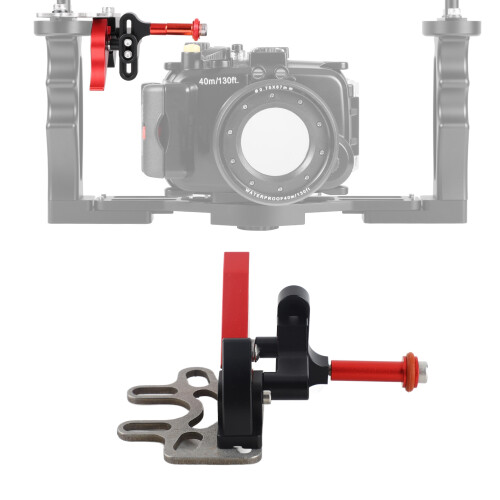 Underwater Shutter Trigger Extension Lever for Camera, Aluminum Alloy, Black Red