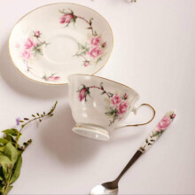Tea Cup and Saucer Set 170ml Elegant Porcelain English Afternoon Style with Spoon for Coffee and Tea
