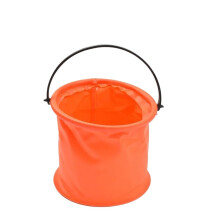 Folding Bucket With Handle, Portable Orange Camping Bucket for Fishing, Traveling, Hiking, Easy to Store Design
