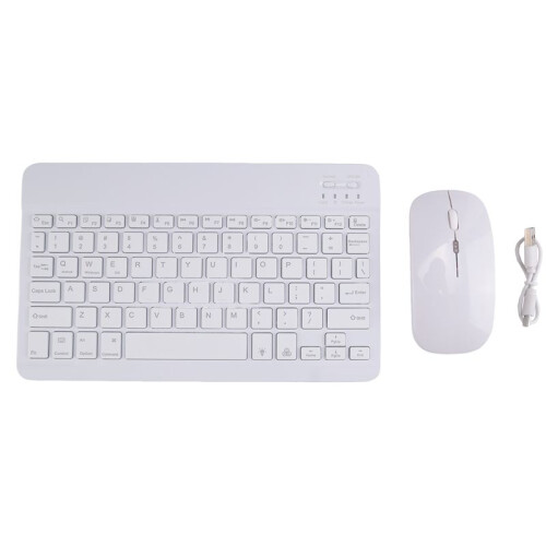 10inch Wireless Keyboard and Mouse RGB Backlit Rechargeable  Keyboard and Mouse Combo Kit White