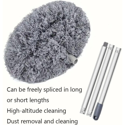 Ceiling Fan Duster with Adjustable Extension Pole, Washable Microfiber Head, Grey 1.45m 2