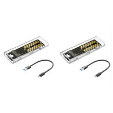 2X Carcasa M2 SSD Carcasa M.2 NVME SSD Caja Portátil USB3.1 Type-C SSD Caja de Disco Duro Transparente 5Gbps para PC