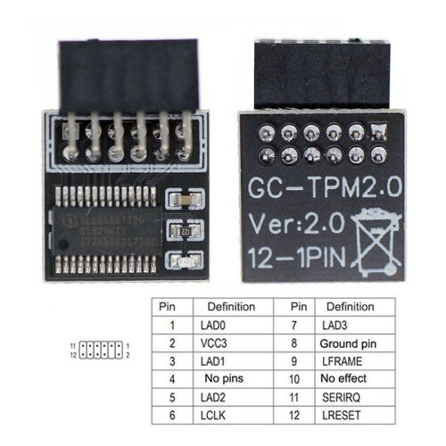 2X TPM 2.0 Encryption Security Module Remote Card LPC-12PIN Module for GIGABYTE 12PIN LPC TPM2.0 LPC 12 Pin 2