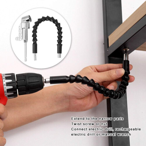 Flexible Drill Bit Extension with 105 Degree Right Angle Adapter, Magnetic Lock, Universal Shaft 2