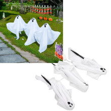 Spettacolare insegna luminosa "White Ghost" con fantasmi illuminati - installazione semplice, decorazioni da giardino