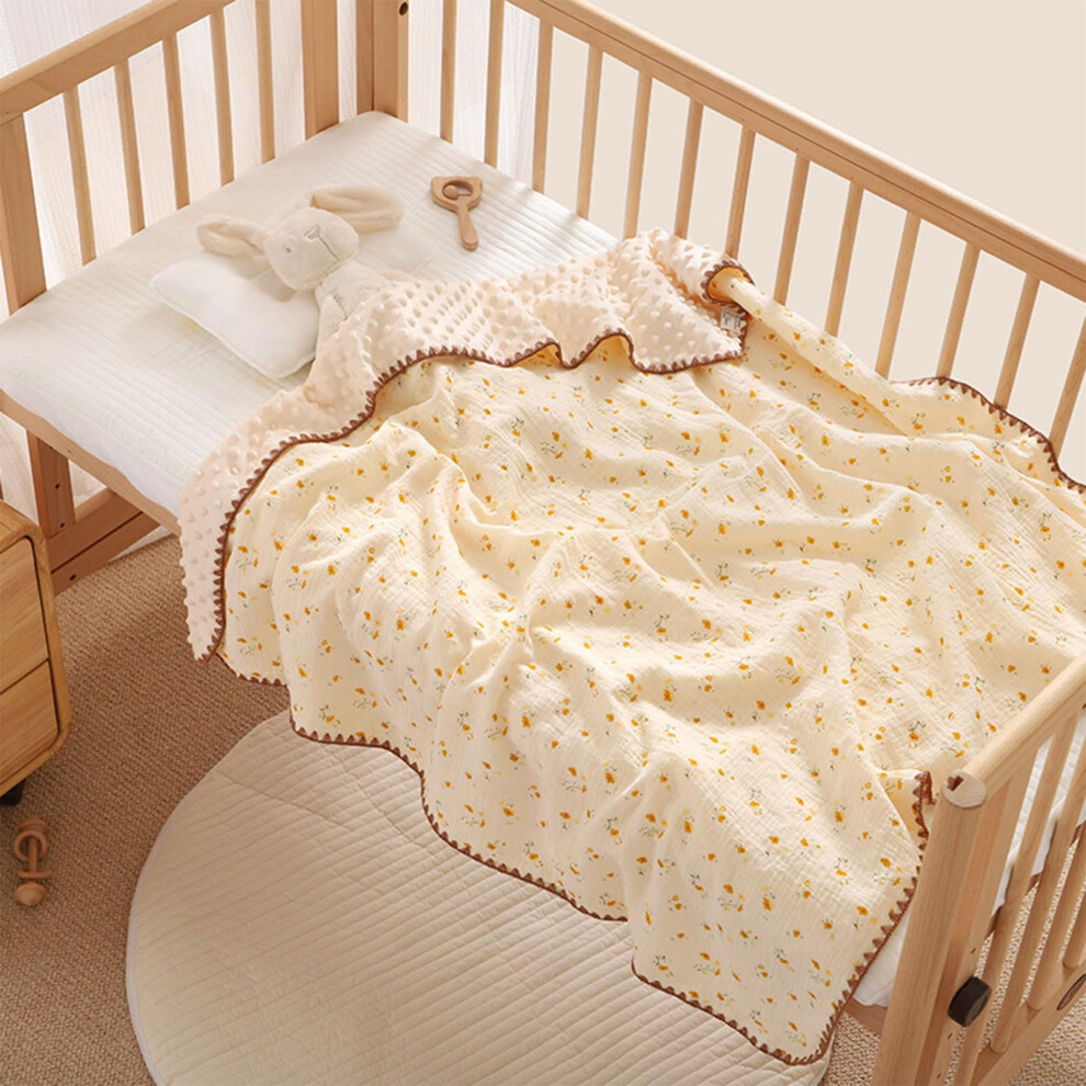 Swaddle Wrap Soft Muslin Cotton Gauze, Newborn To Toddler Receiving Blanket, Floral Yellow