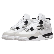 (UK5/EUR38) Air Jordan 4 Retro Military Black Men's Adult Kids AJ4 White Grey