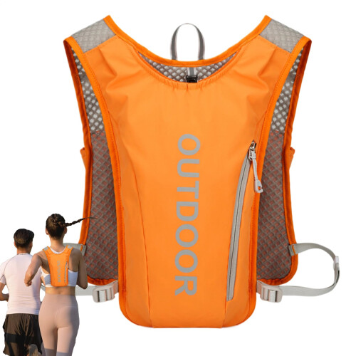 Hydration Backpack 5L Lightweight Orange for Running Camping Hiking with Reflective Strips