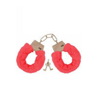 Furry Handcuffs Pink Soft Comfort with Keys Sturdy Metal Lock for Role Play and Costume