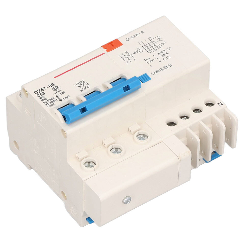 6363V 3P Circuit Breaker 63A Overload Short Circuit & Leakage Protection 8761376016157