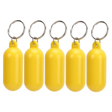Gelbe Schlüsselbojen-Set, 5 Stück, Pillenförmige schwimmende Schlüsselanhänger für Wassersport