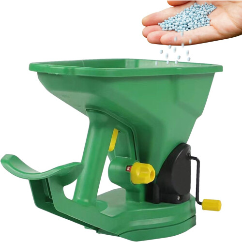 Handheld Seed Spreader with Adjustable Flow Control and Ergonomic Grip for Lawn Fertilizer 1