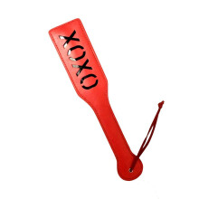 Bondage Whip PU Leather Spanking Crop Toy Red XOXO Ergonomic Grip for Couples Role Play