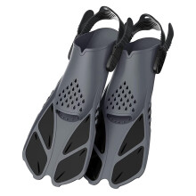 Flipper Swimming Short Fin Scuba Diving Adjustable Floating Frog Shoes Size SM Black