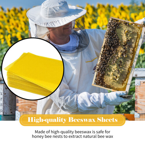 10PCS Beeswax Sheets Beehive Foundation 10x10in Honeycomb Frame Beekeeper Tool 1