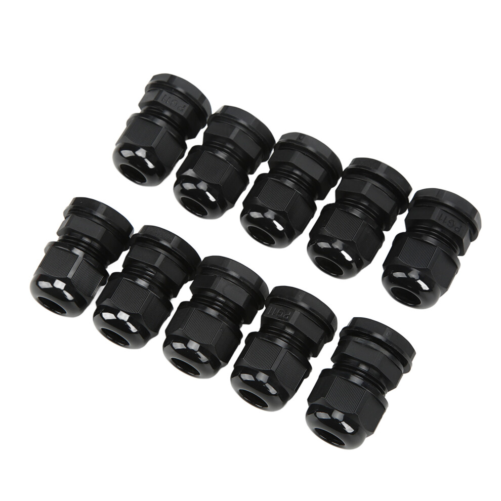 10Pcs Pa Nylon Waterproof Cable Glands Pg11b-10 For Electrical Cabinets 4641376031814