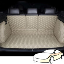 Car Trunk Mat for Ford Edge II 5Seat 20152020, Waterproof Leather Liner Full Coverage Protection Beige