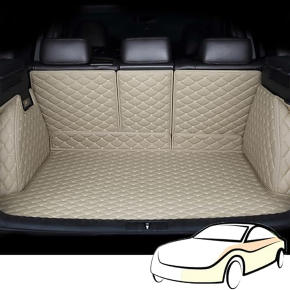 Car Trunk Mat For Ford Edge Ii 5Seat 20152020, Waterproof Leather Liner Full Coverage Protection Beige 9347817594058