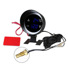 2 in 1 Car Water Temperature Gauge and Truck Voltmeter 12V 24V LED Dual Display Meter