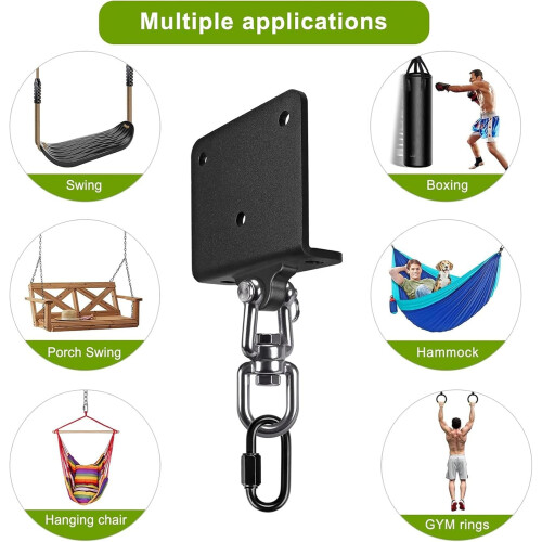 Heavy Bag Mount with 360-Degree Rotating Steel Chains Hook for Home Gym Setup, Ceiling-Mounted, Durable and Adjustable 2