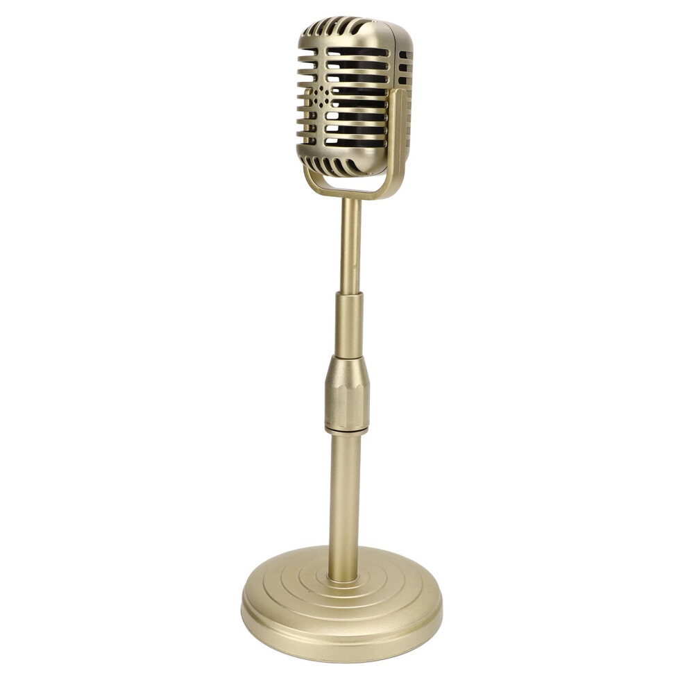 Vintage Prop Mic Simulation Old Fashioned Microphone Model With Stable Base And Support Rod Retro Style Photography Mic Set Gold 9187378471562