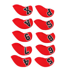 10 Stück Golf-Eisenkopf-Cover Set Neopren Schutz für Schläger Rot