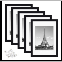 6x8 Black Picture Frame Wood Photo Frame with Glass for Certificates, Photos, and Paintings, Wall Mount, Simple Design