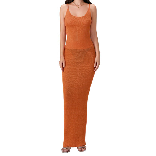 (L, Orange) Robe moulante à et clubs.