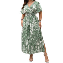 (XL, Green) Női plus size nyári viseletre.