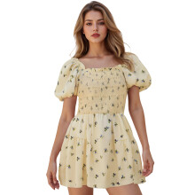 (S, Yellow) Robe trapèze courte le streetwear.