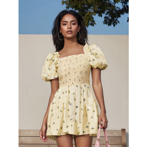 (M, Yellow) Robe trapèze courte le streetwear. 2