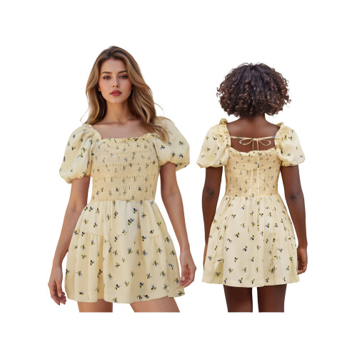(M, Yellow) Robe trapèze courte le streetwear. 1