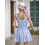 (M, Sky Blue) Robe débardeur rayée sans manches. 14