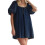 (M, Dark Blue) Robe en jean look décontracté. 1