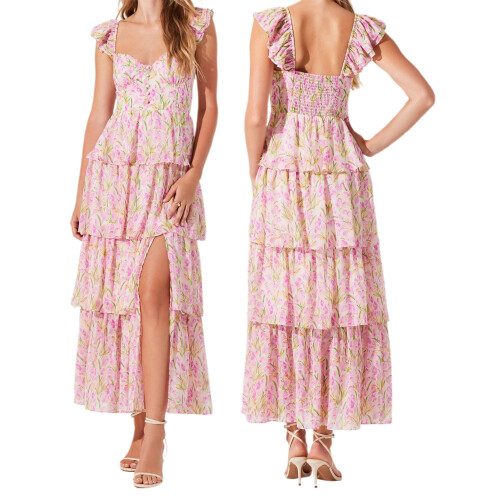 (S, Pink) Robe fleurie pour et l'été. 2