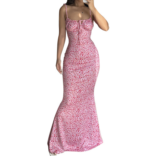 (S, Pink) Robes longues moulantes le printemps.