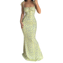 (S, Yellow) Robes longues moulantes le printemps.