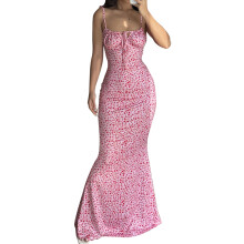 (L, Pink) Robes longues moulantes le printemps.