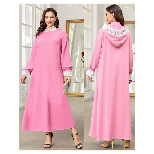 (XL, Pink) Dámské šaty Abaya arabském stylu. 1
