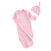 (0-1 Year, Pink) Saco de dormir infantil com estampa de letras, manta vestível e gorro fofo para recém-nascido.