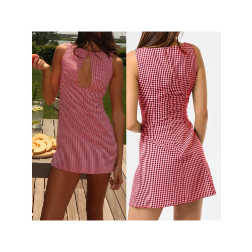 (L, Red) Robe mini sans pour femme. 1