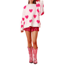 (XL, Pink) Pull ample femme, automne hiver