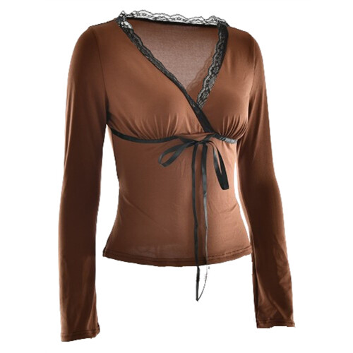 (S, Light Brown) Hauts d'automne pour chemise élégante 2