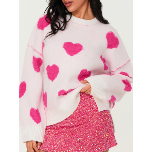 (XL, Pink) Pull ample femme, automne hiver 1