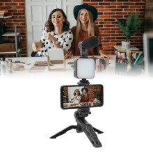Kit d’éclairage LED pour streaming en direct sans fil avec trépied et microphone, 6500K