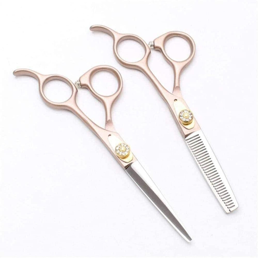 Gold Professional Hairdressing Scissors Set With Thinning Shears Stainless Steel Ergonomic Salon Use
