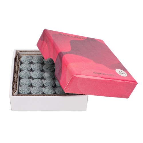 50pcs Billiard Cue Tips 9.5mm Leather Grey with Storage Box 1
